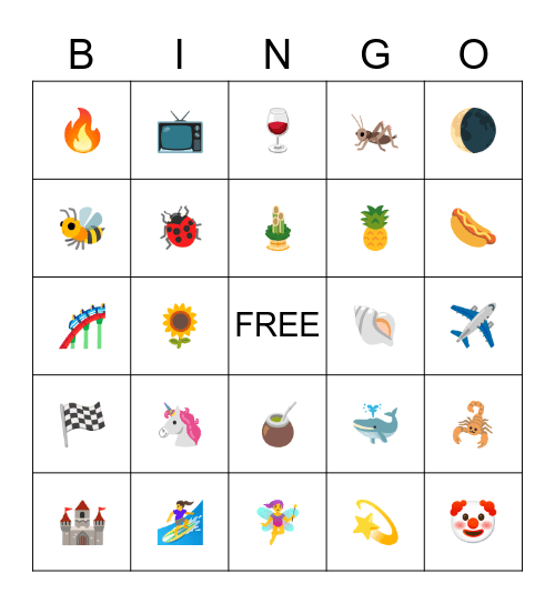 Summer Emoji BINGO! Bingo Card