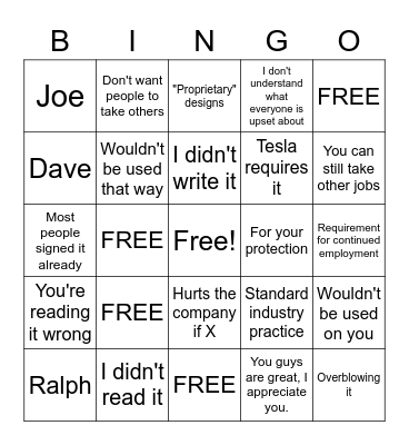 Contract Bingo Card