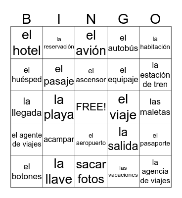 Las vacaciones Bingo Card