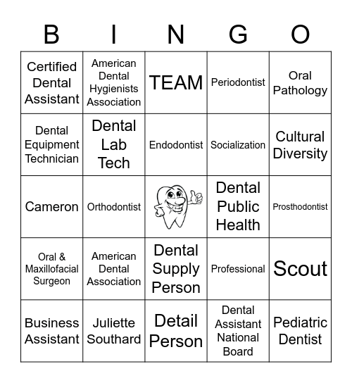 Dental Profession Bingo Card