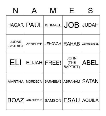 BIBLE BINGO Card