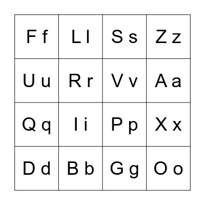 Alphabet Bingo Card