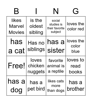 Get to know us Bingo Card