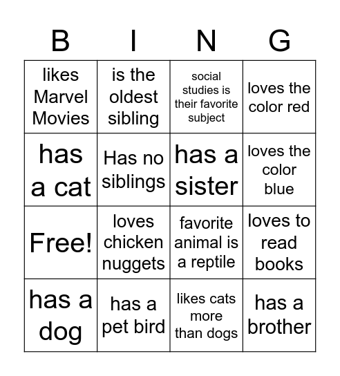 Get to know us Bingo Card