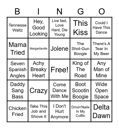 Country Bingo #1 Bingo Card