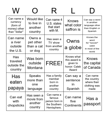 Global Bingo Card