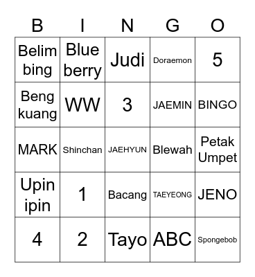 JONGINxDG Bingo Card