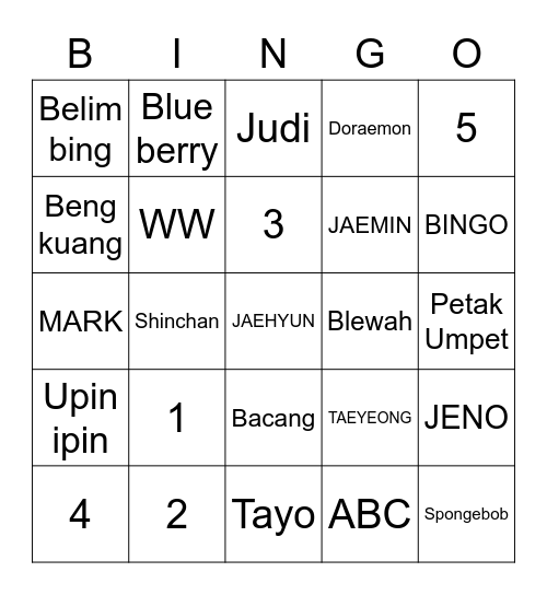 JONGINxDG Bingo Card