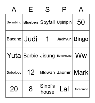 Punya Jijel Bingo Card