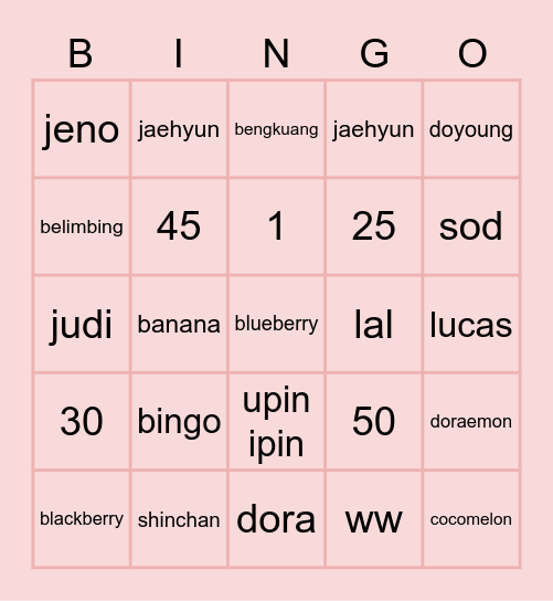 PUNYA OCI / KAY Bingo Card