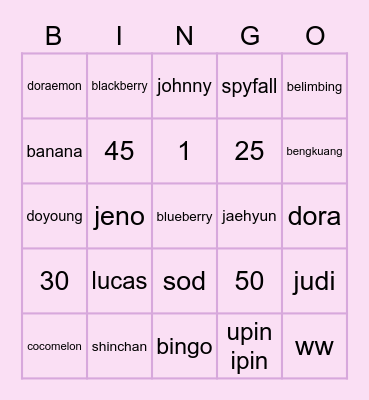 PUNYA OCI Bingo Card
