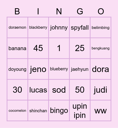 PUNYA OCI Bingo Card