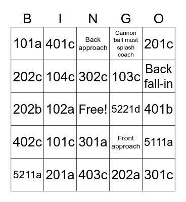 Sam Olson Bingo Card