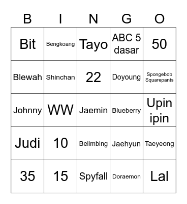 IRENExDG Bingo Card