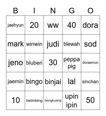 b Bingo Card