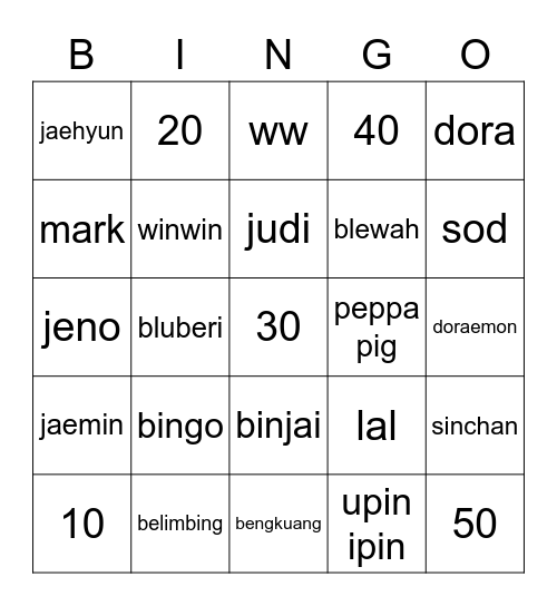 b Bingo Card