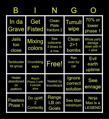 Titan Fun! Bingo Card