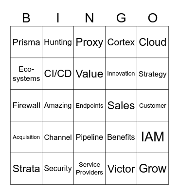 Palo Alto Networks Bingo Card