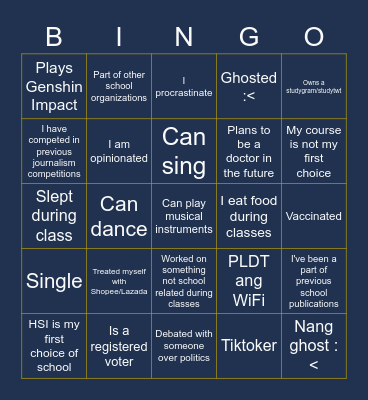 Going Undercover: PN GA Bingo Card