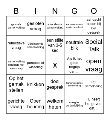 Bais gespreksvaardigheden Bingo Card