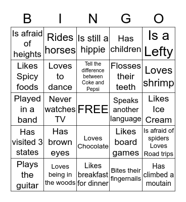 People Bingo Card