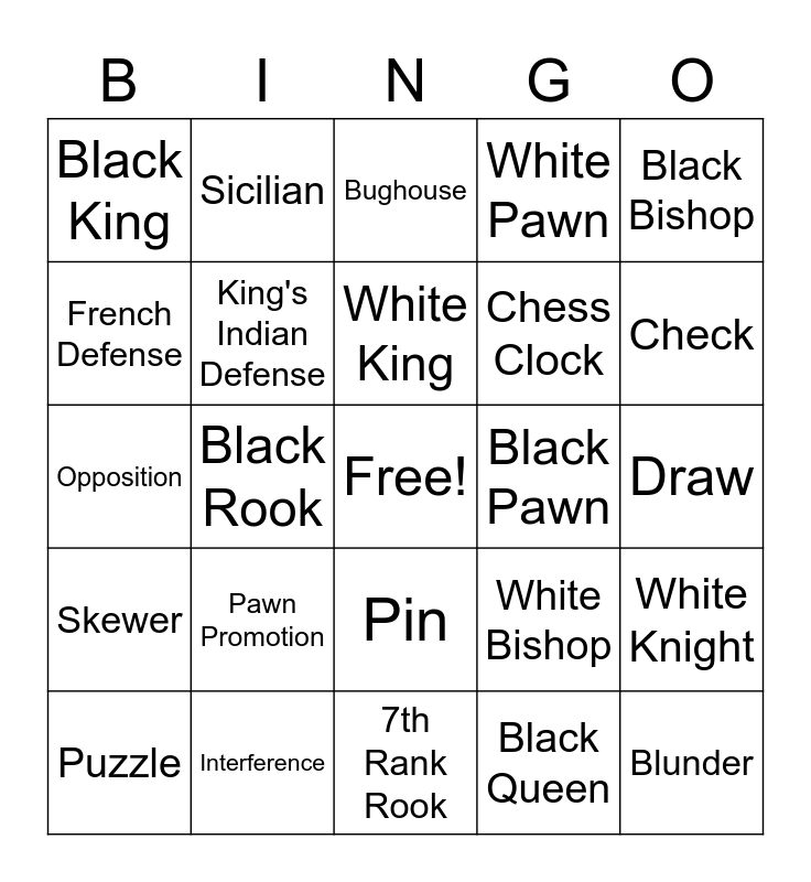 MOGUL CHESS BOXING Bingo Card