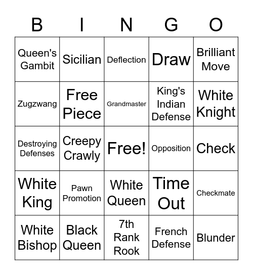Chess Bingo Card