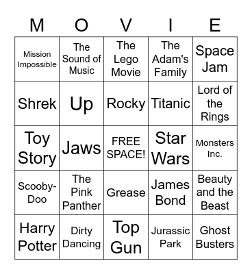 Movie Music BINGO! Bingo Card