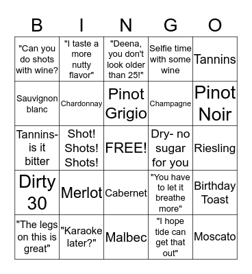 Deena's Birthday Bingo  Bingo Card