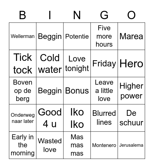 Introkamp bingo Card