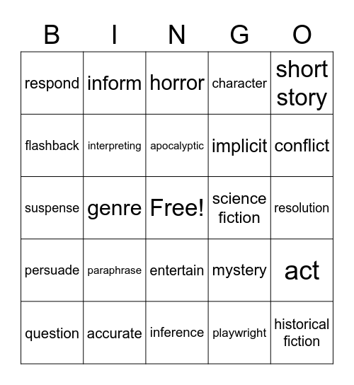 Unit 1 Vocabulary Bingo Card