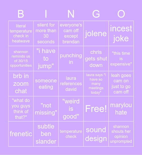 easyyyy tryna see what up doe Bingo Card