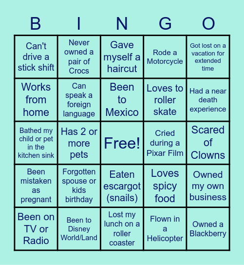 DCR Game Bingo Card