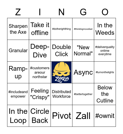 Zingo Lingo Bingo Card