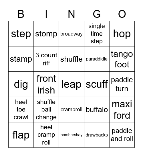 Tap Dance Bingo! Bingo Card