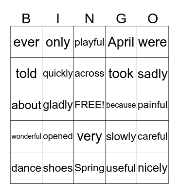 Unit #26 Bingo Card
