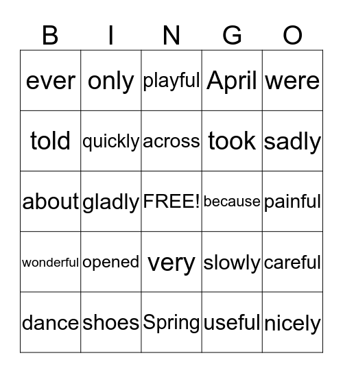 Unit #26 Bingo Card