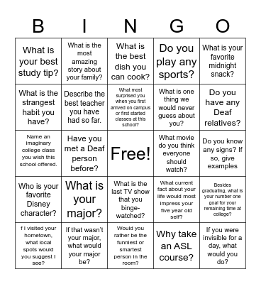 IceBreaker Bingo Card