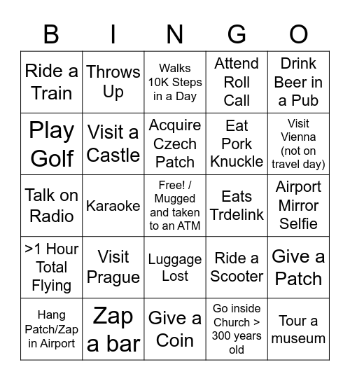 CZECH 2021 Bingo Card