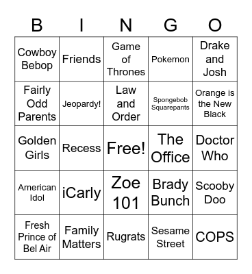 Classic TV Show Themes Bingo Card