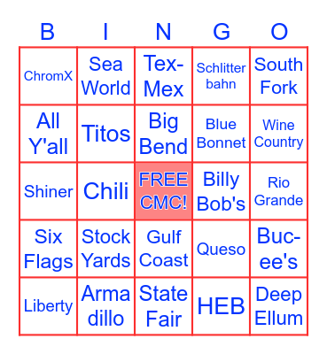 TEXAS Bingo Card