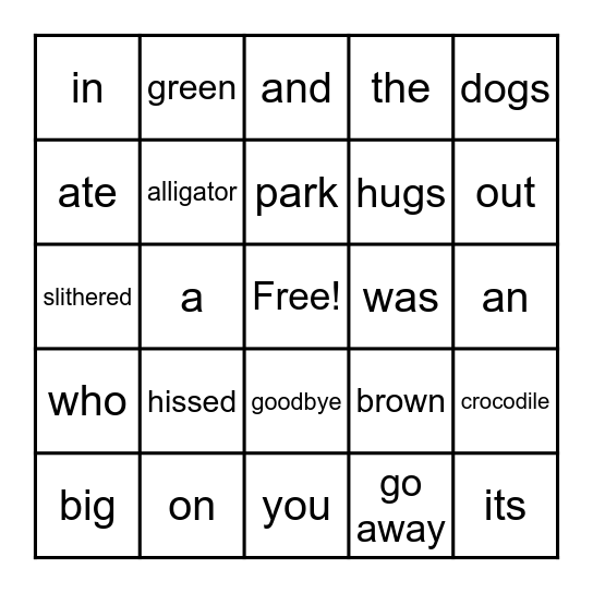 Max's Words Bingo Card