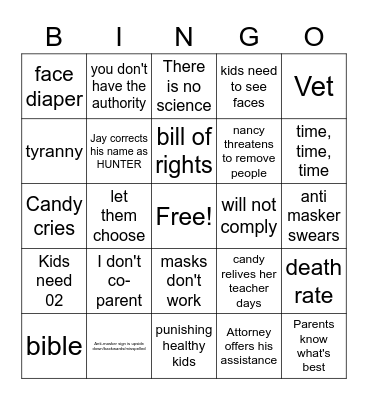 WCS - special Covid Bingo Card