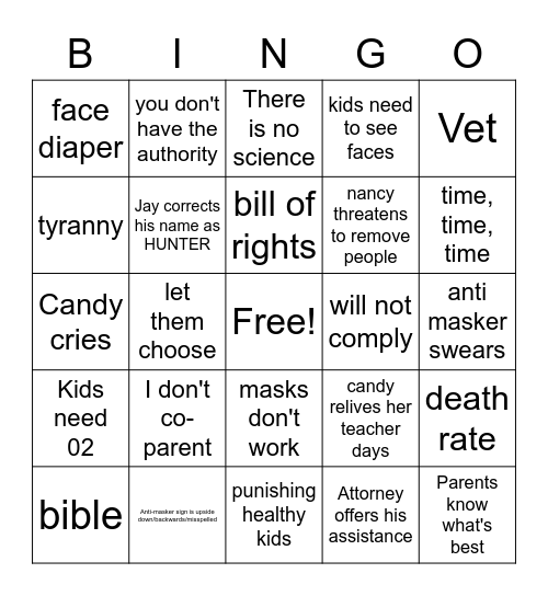 WCS - special Covid Bingo Card