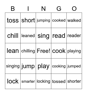 Base and Suffix Bingo Card