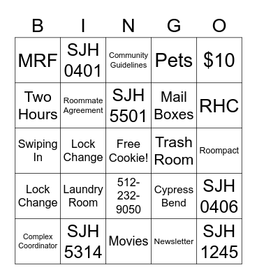5th Floor South Opening Meeting!!! Bingo Card