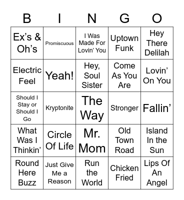 Music Bingo 111 Bingo Card
