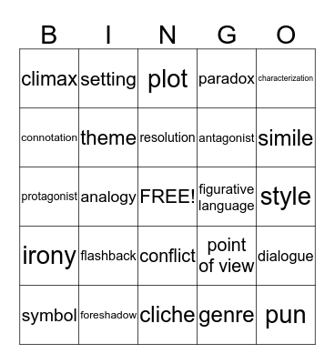 language bingo card Bingo Card