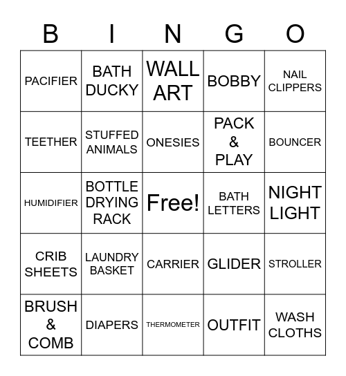 BABY BINGO Card