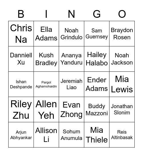 Getting to Know Us 2021 Bingo Card